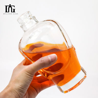 Mini Botella de Vidro de Vodka Botella de uísque transparente com tampa Base de trabalho pesado OEM/ODM aceito