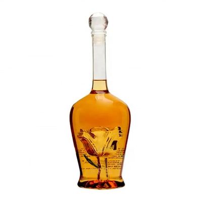750 ml de garrafas de vinho de vidro soprado feitas à mão com forma única de flor de rosa decorada