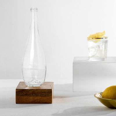 Elegante garrafa de vinho de vidro transparente de 200 ml 250 ml 330 ml 375 ml 500 ml 750 ml com rolha de madeira