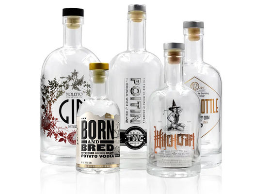 Colarinho de vidro Personalizado 700ml preto mate redondo Vazio 750ml garrafa de licor para vodka