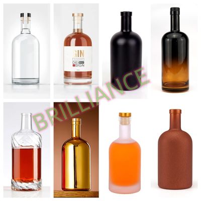 Collar de vidro preto fosco branco pintado garrafa de licor para vodka 500ml 700ml 750ml