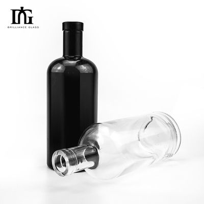 Collar de vidro preto fosco branco pintado garrafa de licor para vodka 500ml 700ml 750ml