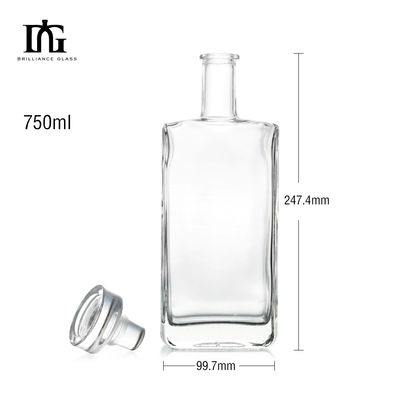750 ml garrafa de vidro de gin de rum claro para vodka matéria-prima da bebida industrial vidro