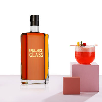 750 ml garrafa de vidro de gin de rum claro para vodka matéria-prima da bebida industrial vidro