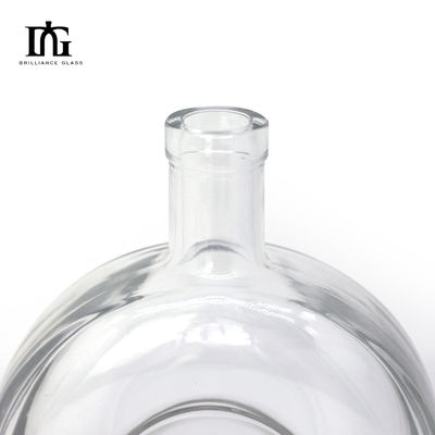 Capacidades de serigrafia e estampagem a quente Garrafa de vidro redonda de vodka com rolha de rum