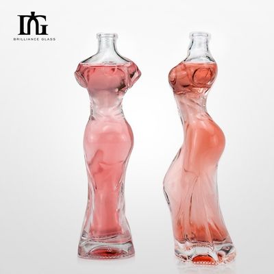 Garrafa de vodka de vidro de 160 ml com corpo de forma única e design pintado