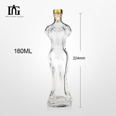 Garrafa de vodka de vidro de 160 ml com corpo de forma única e design pintado