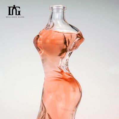 Garrafa de vodka de vidro de 160 ml com corpo de forma única e design pintado
