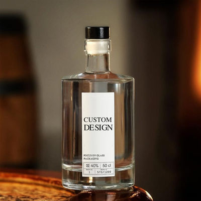 Garrafa de vidro de luxo personalizada para bebidas alcoólicas Vodka Whisky Rum e Gin Tipo de vedação de cortiça