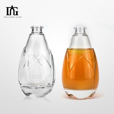 Collar de vidro Flat Shoulder Tequila Liquor Bottle com rolha e tampa de parafuso em branco