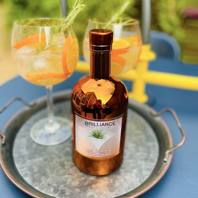 Garrafa de vidro redonda clara para bebidas alcoólicas Vodka Gin Rum Brandy 750ml 500ml 375ml Capacidade