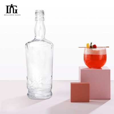 750 ml 75 cl Vidro transparente garrafa de Whiskey Brandy com selo CORK e material do corpo vidro