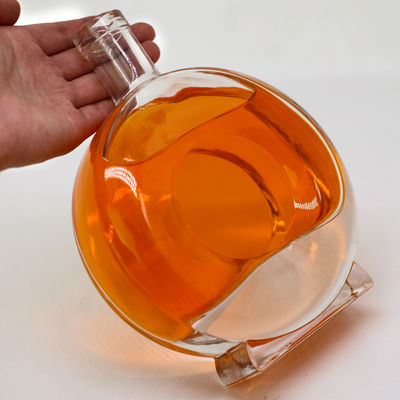 Garrafa de vidro de 450 ml 500 ml para licores e bebidas personalizáveis clara redonda clássica vazia
