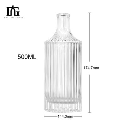 Garrafa de Vodka de Gin e Rum de Cristal Claros Venda de 360 ml 500 ml 700 ml Custom para garrafa de vidro de licor