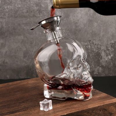 Garrafa de vidro de crânio para cerveja Impressão de tela de estampagem a quente Pintura de gravura e muito mais