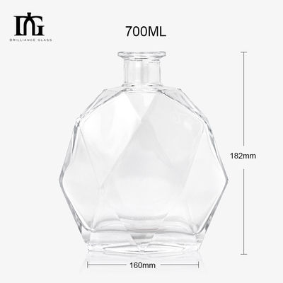 Garrafas de vidro de 700 ml de álcool vazio para gin, rum, uísque e vodka
