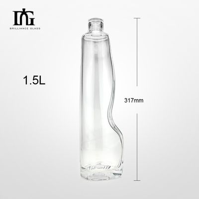 Material do colarinho de vidro Garrafas de vidro de 1500 ml para vodka personalizada em licores e bebidas