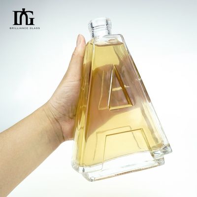 Manuseio da superfície de gravação 50 cl Whiskey branco e vazio Vodka Garrafa de vidro com cortiça