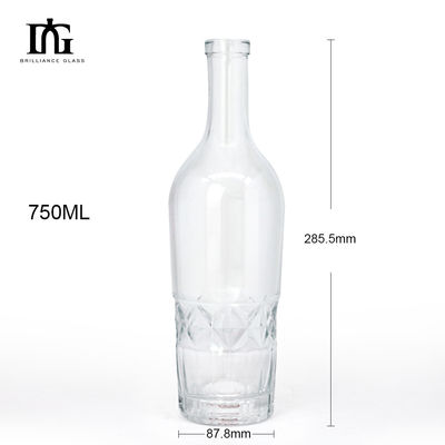 Aceitável OEM/ODM Estilo Europeu Luxo 700ml 750ml Whisky Rum Gin única garrafa de vidro