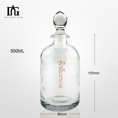 Garrafa de 500 ml de vidro transparente de vinho de frutas e bebidas alcoólicas com manuseio de superfície gravado em cortiça