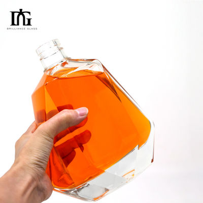 Superfície gravada 750ml garrafa de vinho de vidro quadrado para bebidas alcoólicas Design personalizado