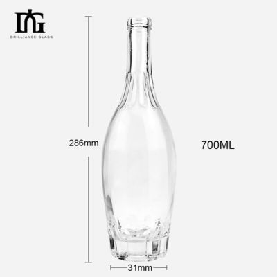 700ml garrafa de vidro redonda para bebidas alcoólicas Vodka Gin Custom Design exclusivo OEM/ODM aceito