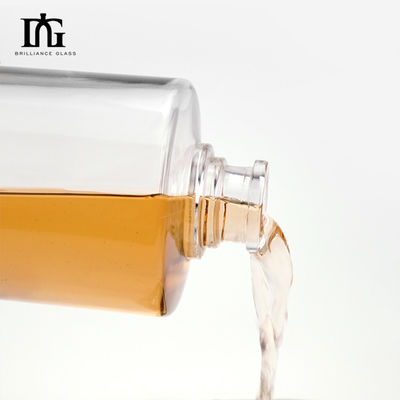 Colar de vidro 500 ml Transparente Redondo Vazio Flint Vidro Liquor Vinho Whisky Vodka Garrafa com tampa de cortiça selada