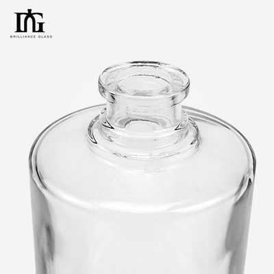 Colar de vidro 500 ml Transparente Redondo Vazio Flint Vidro Liquor Vinho Whisky Vodka Garrafa com tampa de cortiça selada