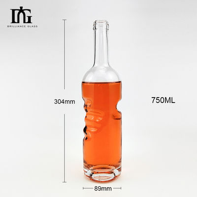 375 ml Flint Glass Liquor Wine Gin Whiskey Vodka Tequila Botella com rolha e tampa de parafuso