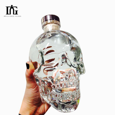 Vidro transparente de forma quadrada de 750 ml Brilliance Luxury Custom Whisky Vodka em garrafa vazia