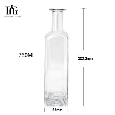 750 ml 1000 ml Whisky Rum Gin Tequila Garrafa de vidro com rolha de cortiça e design elegante