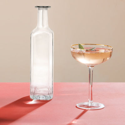 750 ml 1000 ml Whisky Rum Gin Tequila Garrafa de vidro com rolha de cortiça e design elegante