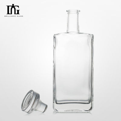 Forma quadrada Super Flint Whisky Tequila Gin Brandy Garrafa de vidro 500ml 700ml 750ml