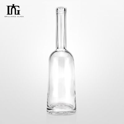 Garrafa de vinho de vidro High Flint Spirit 100ml em forma redonda Lone Neck Vazio com cortiça Custom Made