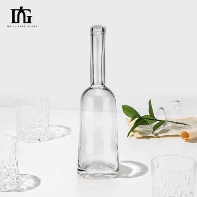 Garrafa de vinho de vidro High Flint Spirit 100ml em forma redonda Lone Neck Vazio com cortiça Custom Made