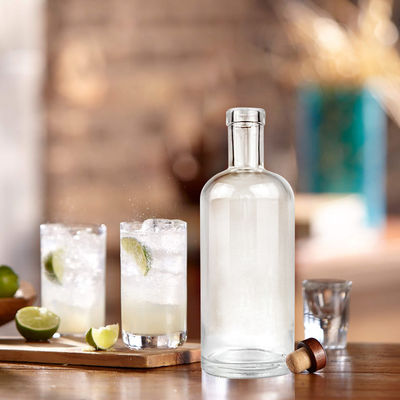 375 ml 500 ml 750 ml 1000 ml Botella de vidro Vodka Spirits Gin com manuseio de superfície gravado