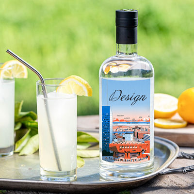 375 ml 500 ml 750 ml 1000 ml Botella de vidro Vodka Spirits Gin com manuseio de superfície gravado