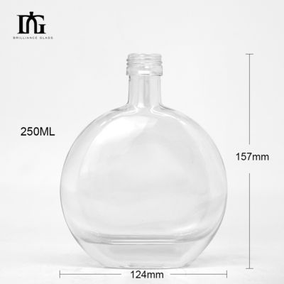 Collar de vidro personalizado Flat Round Square Botella de vinho com rolha e tampa de parafuso 250ml 500ml