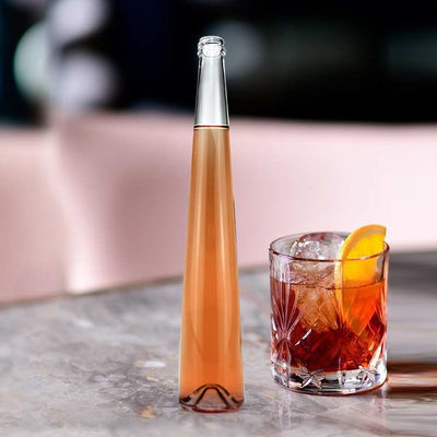 250 ml/375 ml de capacidade Tequila Botella de vidro redonda empilhável para licor Vodka Whiskey Vinho