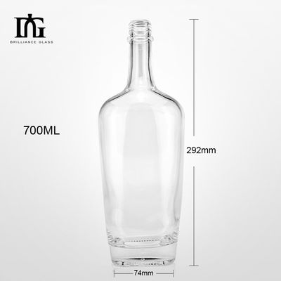 250 ml/500 ml/700 ml/750 ml Botas de vidro personalizadas Vodka Whisky Gin com tampa de parafuso