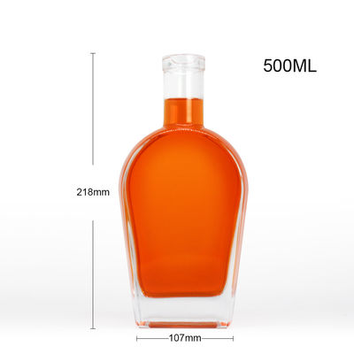 Whisky Liquor Gin Rum Vodka Garrafa de vidro com rolha de vidro 450ml 700ml 750ml Material do colarinho