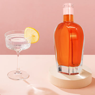 Whisky Liquor Gin Rum Vodka Garrafa de vidro com rolha de vidro 450ml 700ml 750ml Material do colarinho
