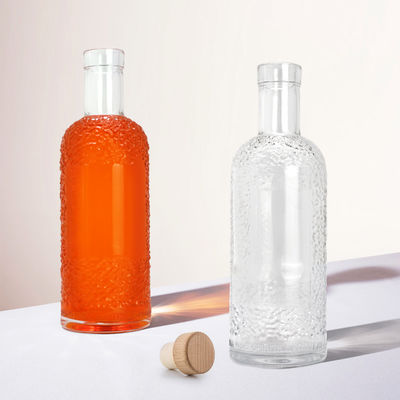 Acid Etch Surface Handling Glass Bottle for Beverages 750 ml Capacidade e transparente