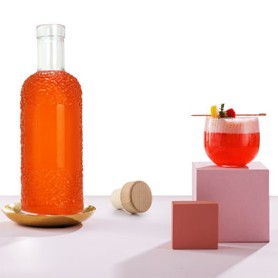 Acid Etch Surface Handling Glass Bottle for Beverages 750 ml Capacidade e transparente
