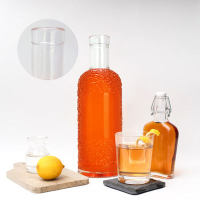 Acid Etch Surface Handling Glass Bottle for Beverages 750 ml Capacidade e transparente