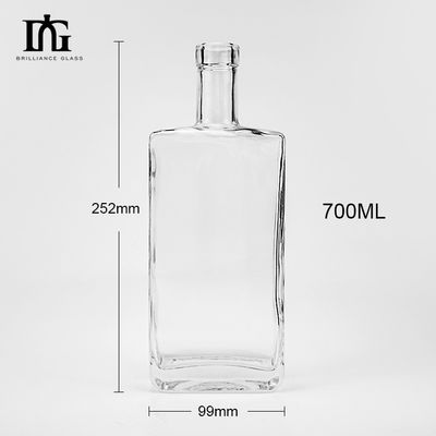 Tipo de vedação CORK 500 ml 700 ml Garrafa de vinho de vidro vazio quadrado claro para vodka e uísque