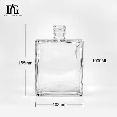 Gravação Quadrada Garrafa de Vidro 100ml 200ml 250ml 500ml 700ml 1000ml Vinho Uísque Brandy Tequila Gin Garrafa com Cortiça