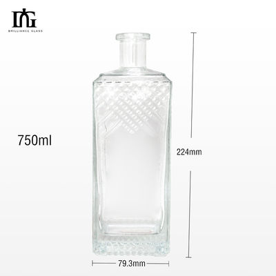 Tipo de vedação Garrafa 700ml 375ml 500ml Garrafa de vidro para uísque Liquor Vodka quadrada