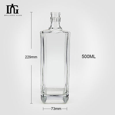 500 ml garrafa de vidro transparente para vinhos de luxo licor rum uísque gin vodka