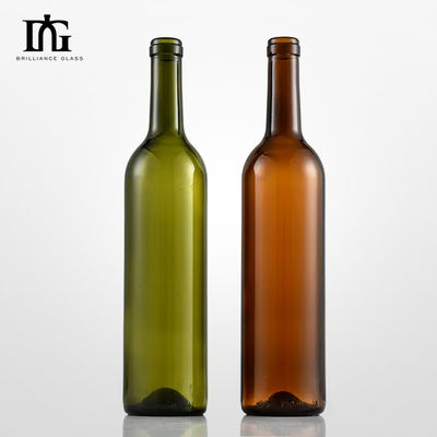 Material do colarinho de vidro 750 ml garrafa de vinho reciclável para vinho vermelho verde escuro OEM/ODM aceitável